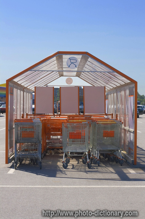 shopping trolleys tent - photo/picture definition - shopping trolleys tent word and phrase image