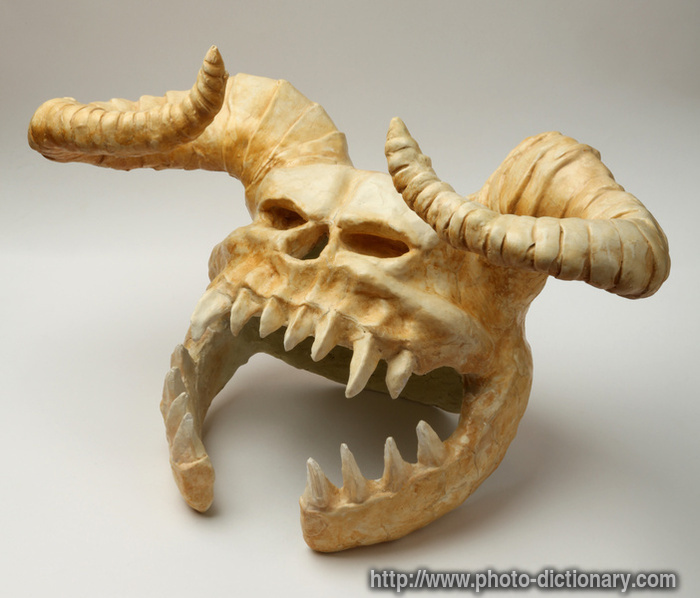 horned monster helmet - photo/picture definition - horned monster helmet word and phrase image