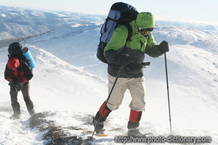 mountain hiking - photo/picture definition - mountain hiking word and phrase image