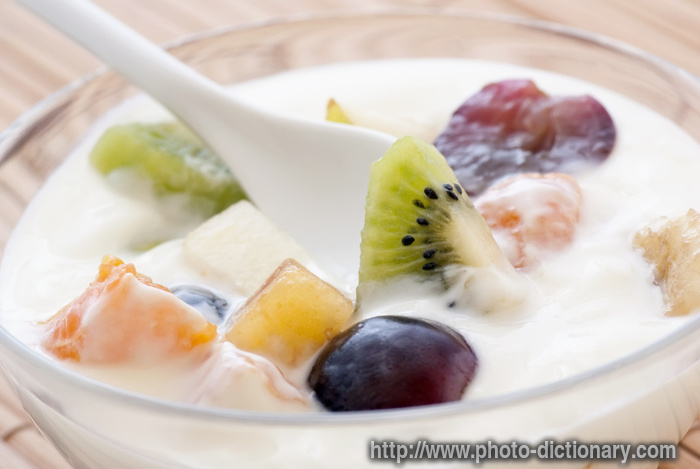 yoghurt with fruits - photo/picture definition - yoghurt with fruits word and phrase image