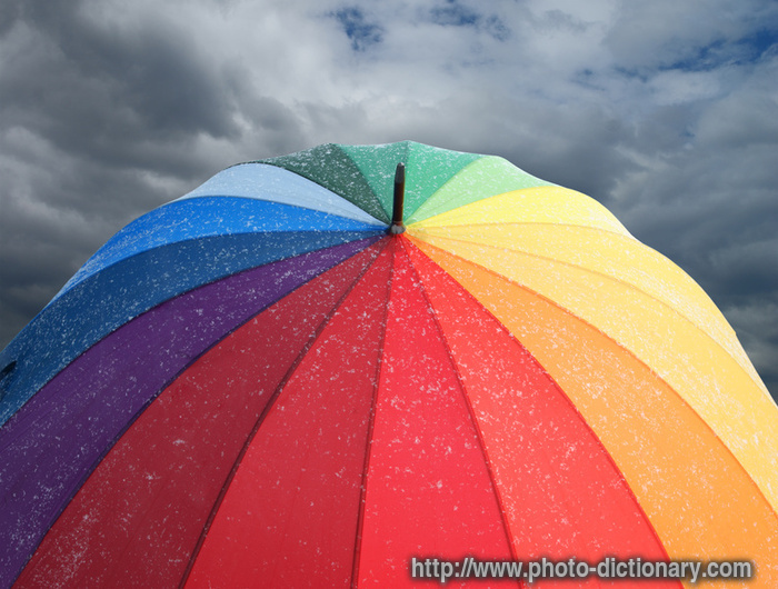 rainbow umbrella - photo/picture definition - rainbow umbrella word and phrase image
