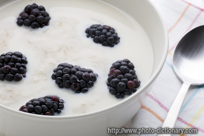 oatmeal with blackberries - photo/picture definition - oatmeal with blackberries word and phrase image