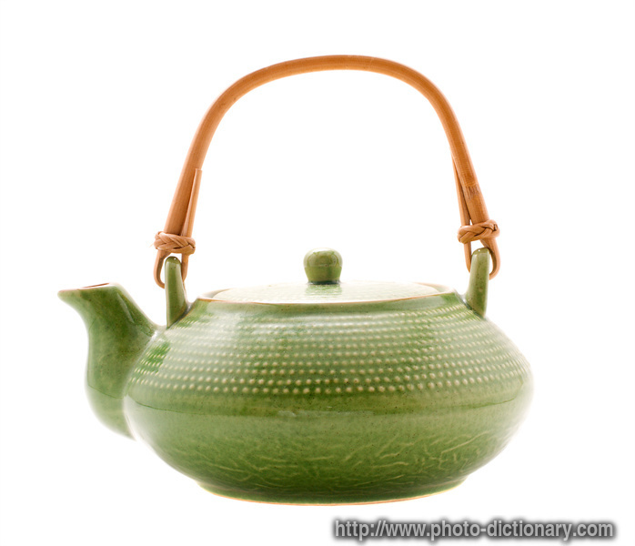 green teapot - photo/picture definition - green teapot word and phrase image
