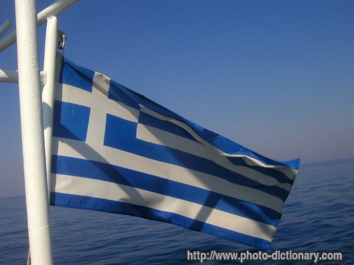 Greek flag - photo/picture definition - Greek flag word and phrase image