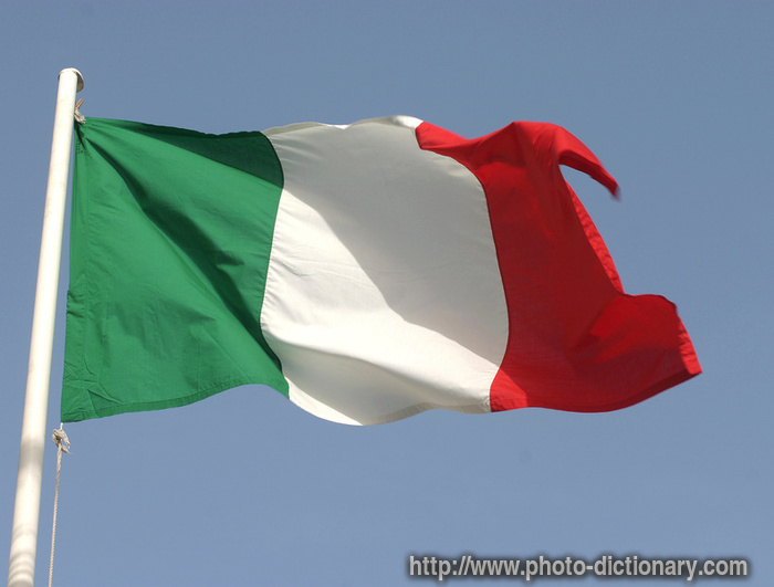 Italian flag - photo/picture definition - Italian flag word and phrase image