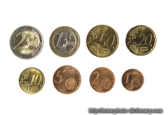 euro coins - photo/picture definition - euro coins word and phrase image