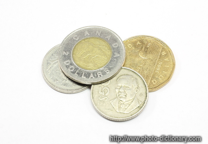 Canadian coins - photo/picture definition - Canadian coins word and phrase image
