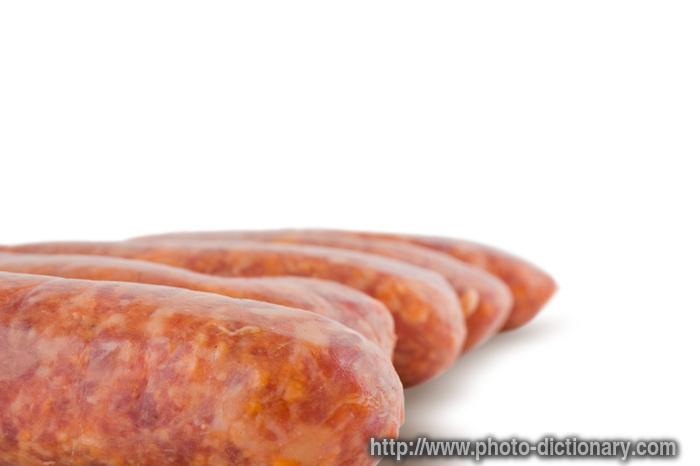 pork sausages - photo/picture definition - pork sausages word and phrase image