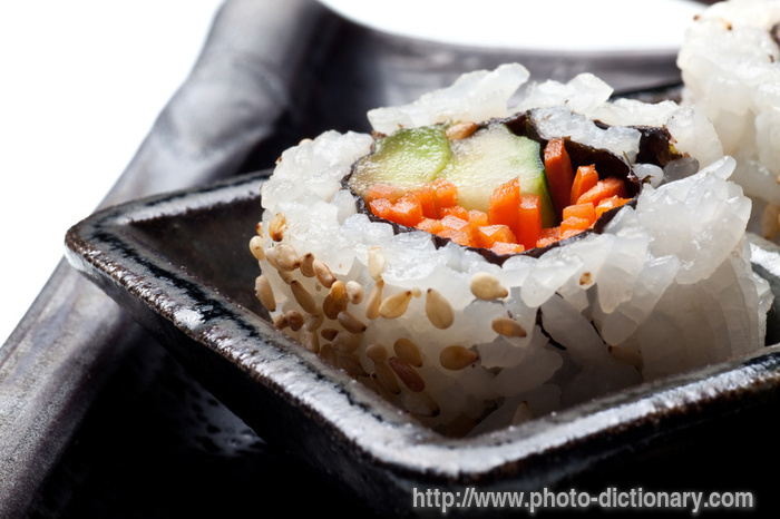 vegetarian sushi - photo/picture definition - vegetarian sushi word and phrase image