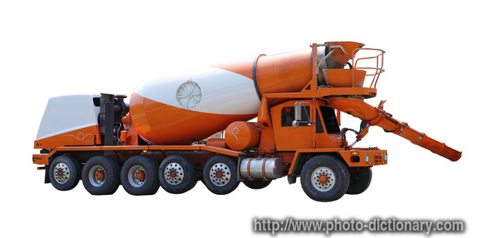 cement mixer truck - photo/picture definition - cement mixer truck word and phrase image