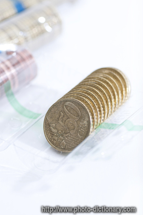 roll of coins - photo/picture definition - roll of coins word and phrase image