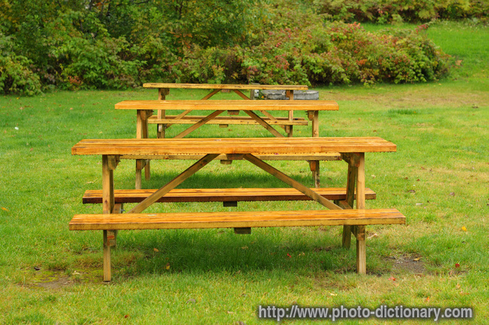 picnic tables - photo/picture definition - picnic tables word and phrase image