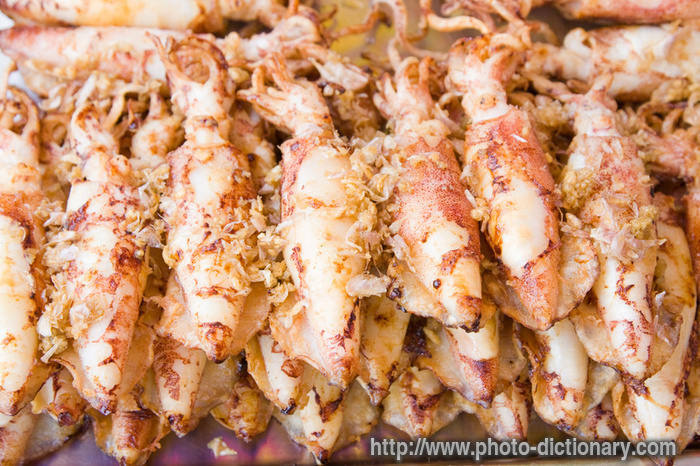 grilled squid - photo/picture definition - grilled squid word and phrase image