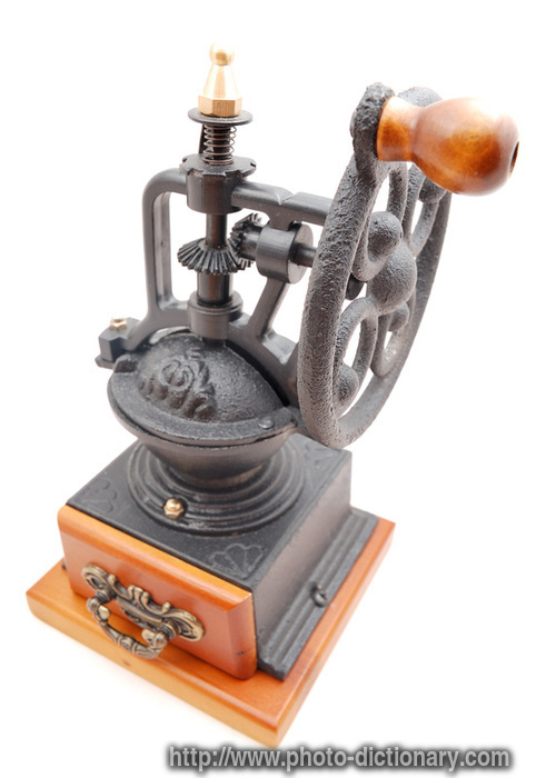 old coffee grinder - photo/picture definition - old coffee grinder word and phrase image