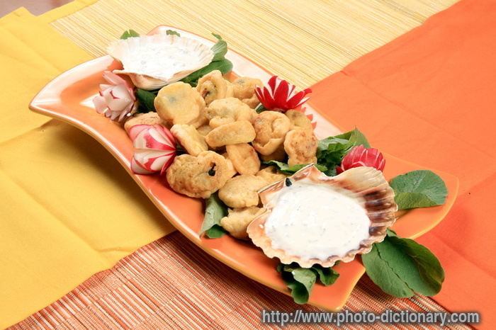 fried mussels - photo/picture definition - fried mussels word and phrase image