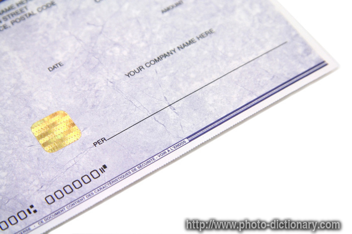 cheque - photo/picture definition - cheque word and phrase image