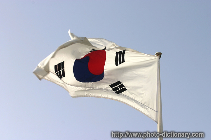 South Korea flag - photo/picture definition - South Korea flag word and phrase image