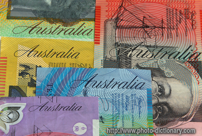 Australian dollars - photo/picture definition - Australian dollars word and phrase image