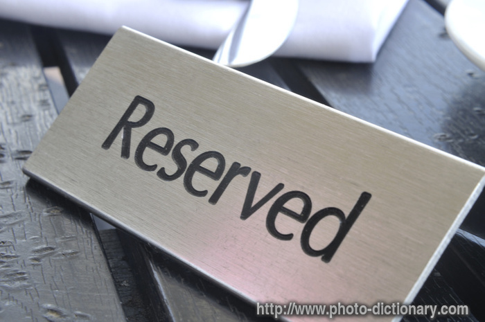 reserved - photo/picture definition - reserved word and phrase image