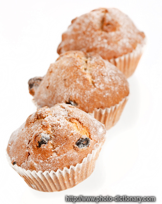muffins with raisins - photo/picture definition - muffins with raisins word and phrase image