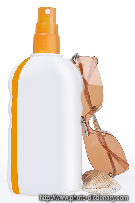 sun protection spray - photo/picture definition - sun protection spray word and phrase image